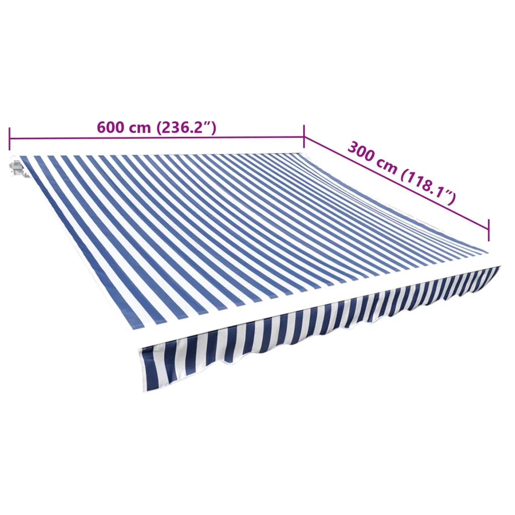 Tenda Parasole in Tela Blu e Bianco 6 x 3m (Telaio non Incluso)