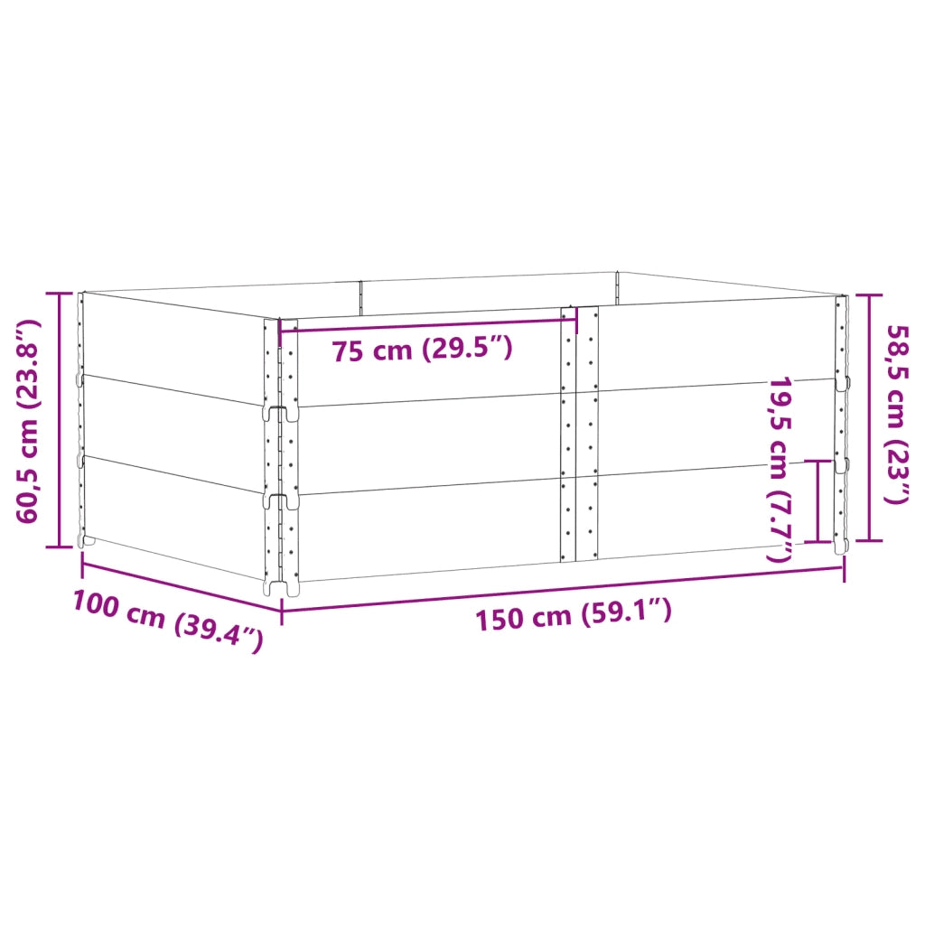 Fioriera da Giardino Nera 150x100 cm in Legno Massello di Pino 3295440