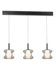 Lampada a Sospensione LED Frua 3x7W 2550lm CCT Dimmerabile a step, Vetro Borosilicato e Metallo - Colore Cognac, IP20, Classe 1, Ø180mm