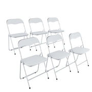 Set da 6 Sedia Pieghevole Slim Opaca in Metallo Sedie Salvaspazio per Ufficio Casa Campeggio Salotto Cucina In Ecopelle con Comoda Seduta Imbottita 78 x 44 x 44 cm Bianco