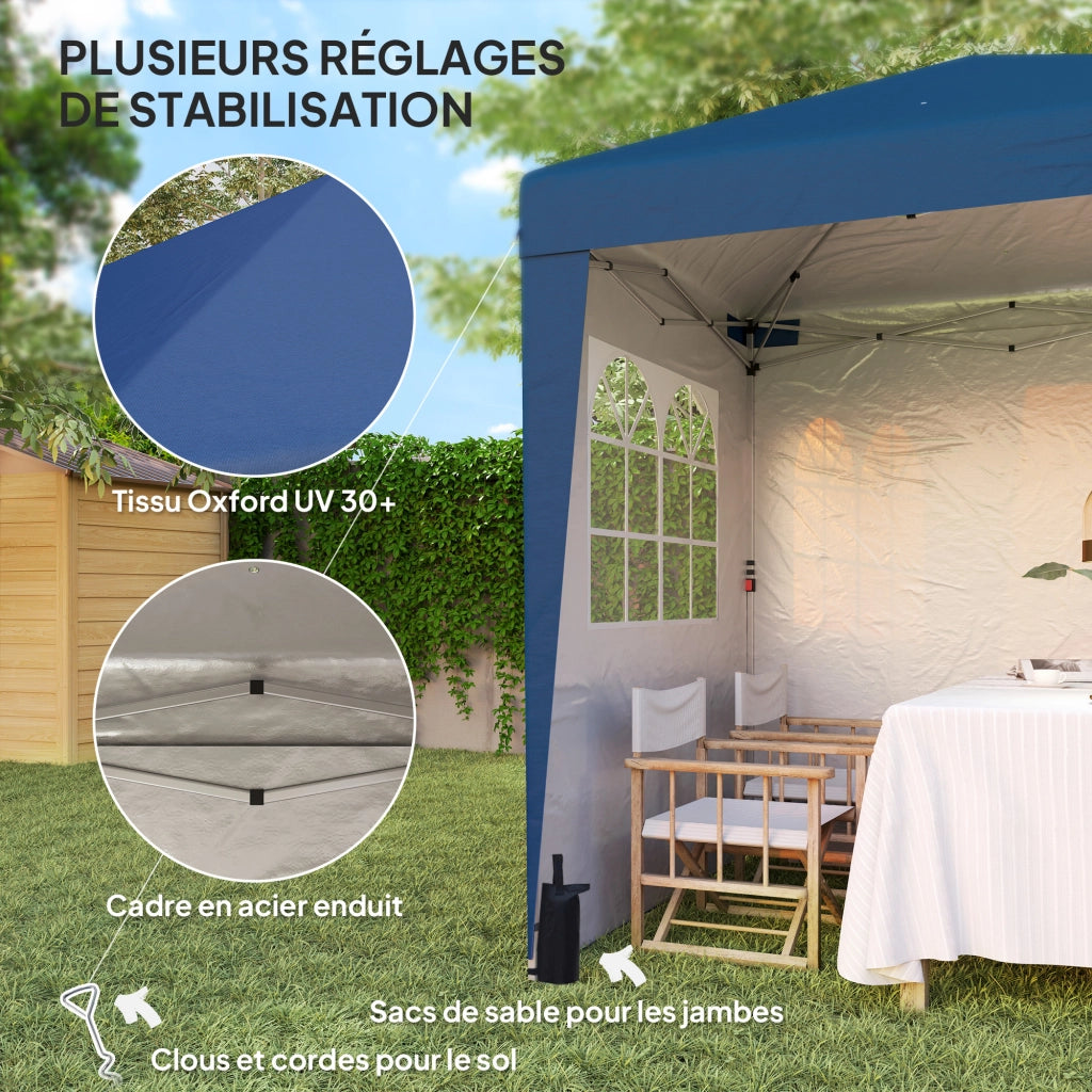 Tonnelle da giardino pieghevole ¨C zephmum ¨C blu scuro 3 pareti