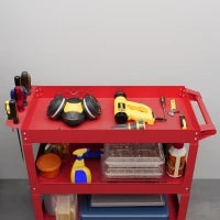 DURHAND Carrello Portautensili a 3 Livelli, 4 Ruote, Acciaio, 83L x 35,3P x 76A cm, Rosso