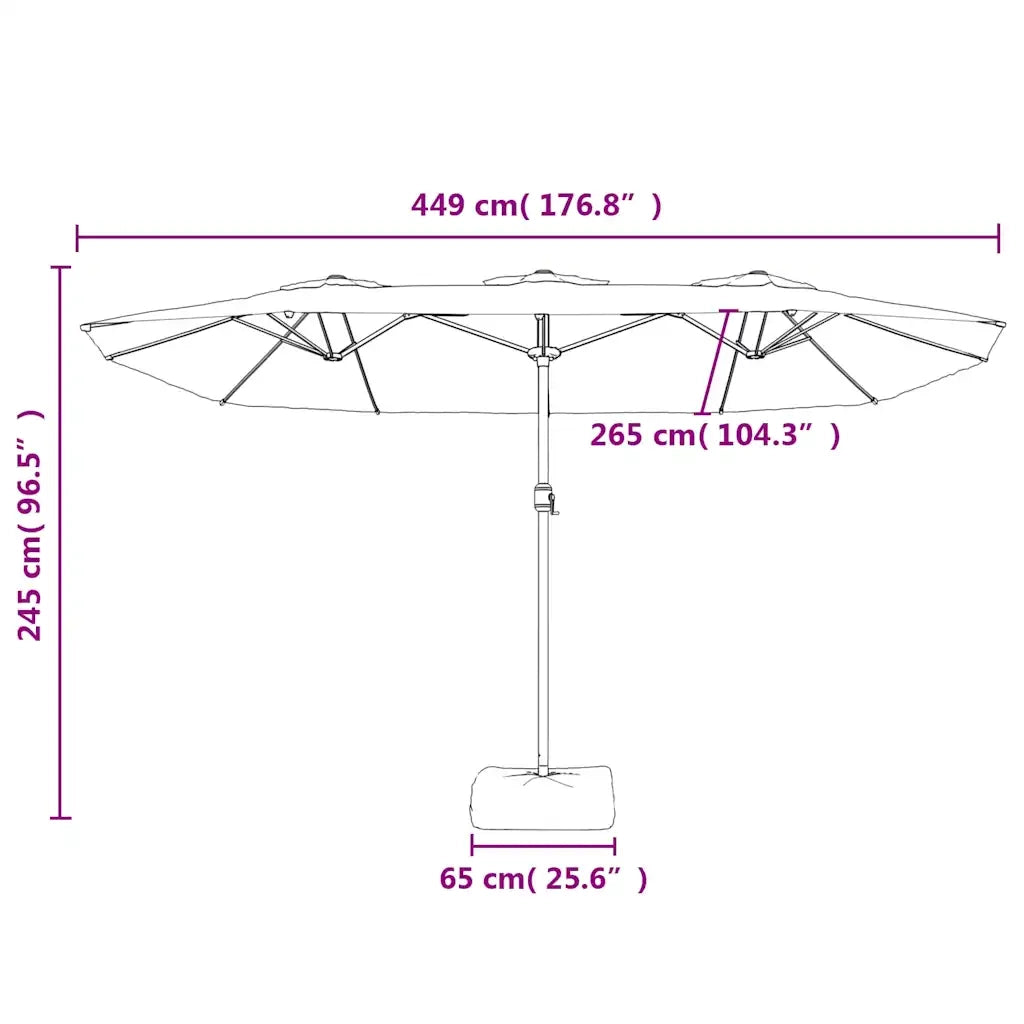 Ombrellone a Doppia Testa con LED-Ombrello da giardino Azzurro 449x265 cm