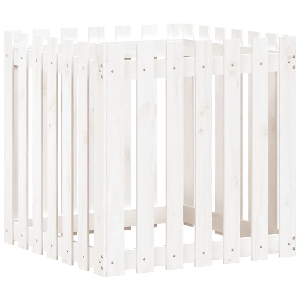 Fioriera rialzata per piante fiori e terrazze con design a recinzione 70 x 70 x 70 cm pino bianco massiccio 02_0038114