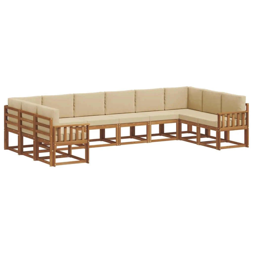 Set di divani da esterno con cuscino 10 pcs Naturale e Beige 3367051