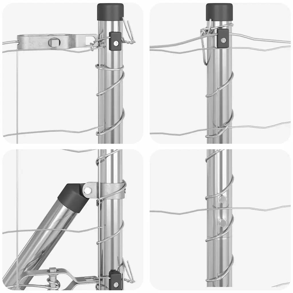 Recinzione con Posto Argento 1 x 10 m Acciaio e PVC 3350486