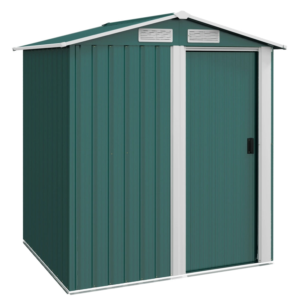 Casetta da Giardino Porta Attrezzi in Acciaio ¨C Zephmum ¨C Verde, 152x132x188 cm