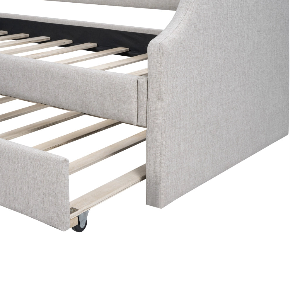 LETTO Singolo imbottito 90x200 cm con letto estraibile Beige
