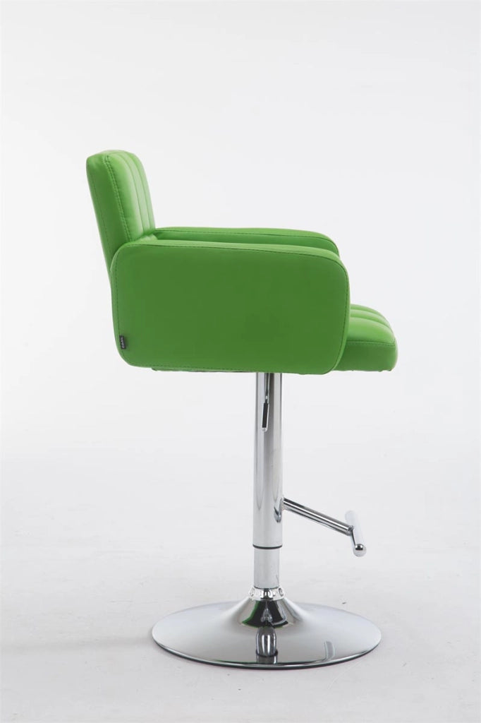 Sgabello Los Angeles in similpelle verde,cromo