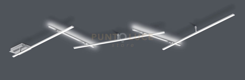 INDIRA PLAFONIERA-APPLIQUE LED  25W 3000lm, 3000KANCHE RETRO-ILLUMINATA CON 5 BACCHETTE ORIENTABILI ACCIAIO SATINATO L. 245CM