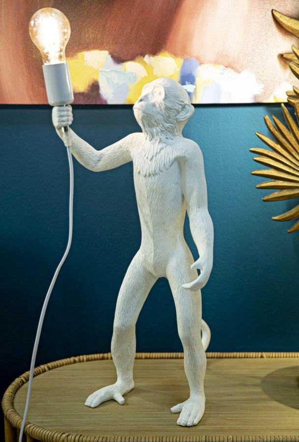 Lampada da Tavolo Monkey Bianco 26x34x55 cm in Resina Bianco