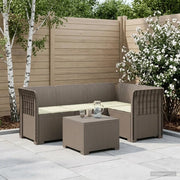 Divano da giardino 4 posti con cuscini aspetto rattan PP 3444010