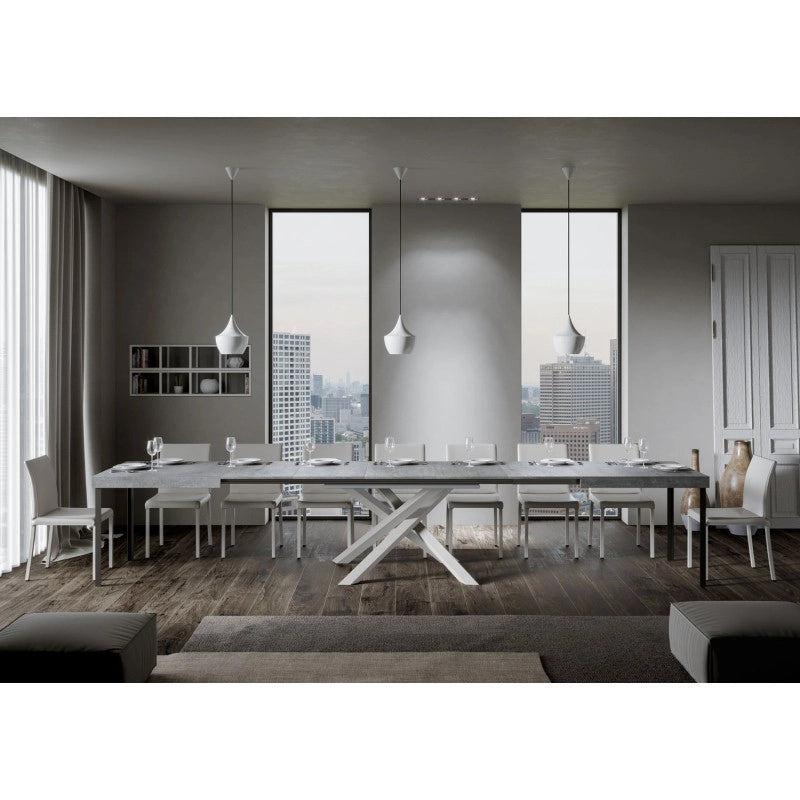 Tavolo allungabile 160/420x90 cm Volantis telaio Bianche - Cemento
