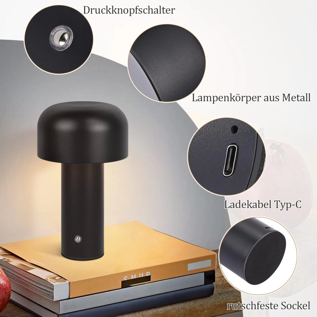ZMH Lampada da tavolo LED wireless metallo moderna 2W batteria ricaricabile dimmerabile per soggiorno