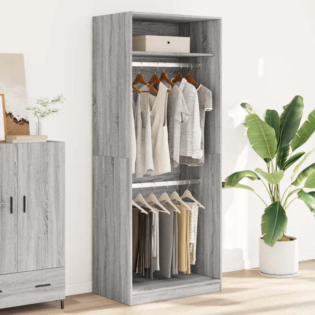 Armadio Grigio Sonoma 80x50x200 cm in Legno Multistrato