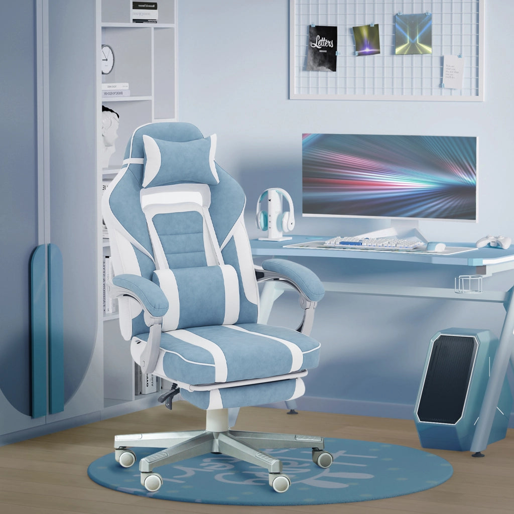 Sedia Gamer Reclinabile con Poggiatesta e Poggiapolsi Regolabile ¨C Zephmum ¨C Blu