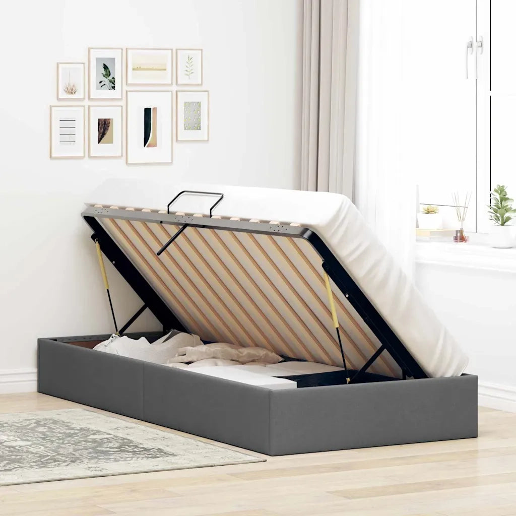Letto con Contenitore Grigio Scuro 90 x 190 cm Tessuto 3370044