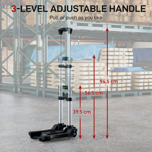 Carrello Portapacchi Pieghevole 40kg Maniglia Telescopica in Alluminio e Plastica Nero