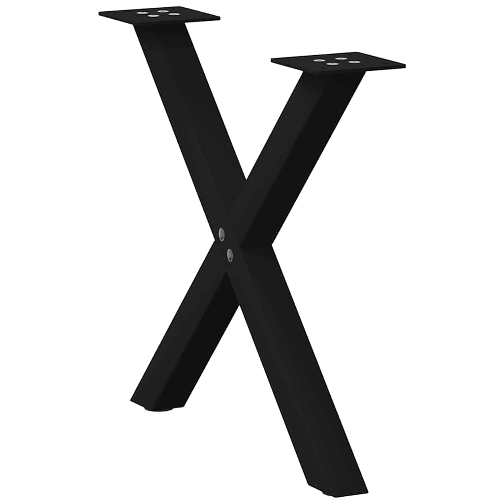 Set di 2 gambe per tavolino da caffè a forma di X con piedini regolabili 50 x 42-43 cm acciaio nero 02_0057169