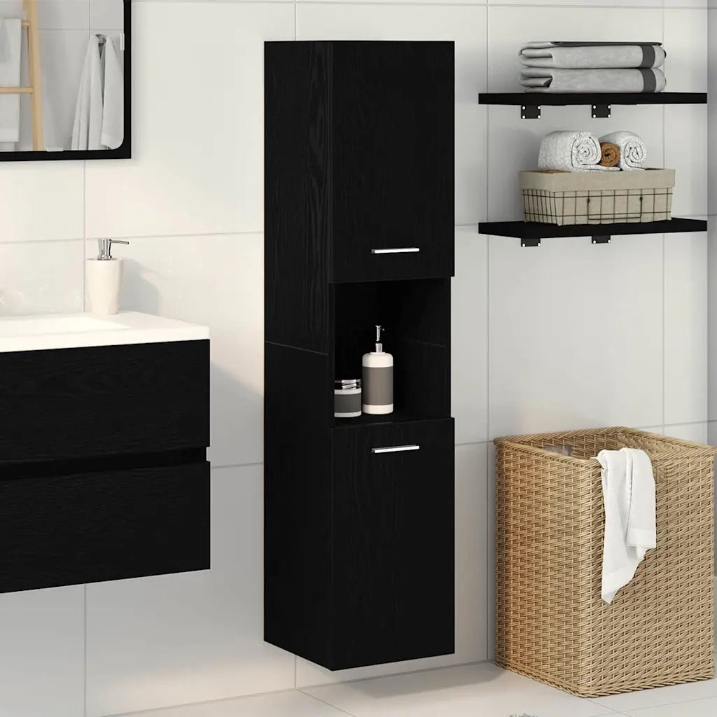 Mobile da Bagno Rovere Nero 30 x 30 x 130 cm Legno multistrato 862532