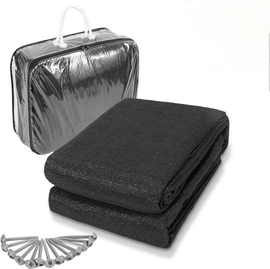 Tavolo da Campeggio per Picnic 250x400cm Nero Materiale HDPE Resistente all'Acqua 13 Pennelli per Terra