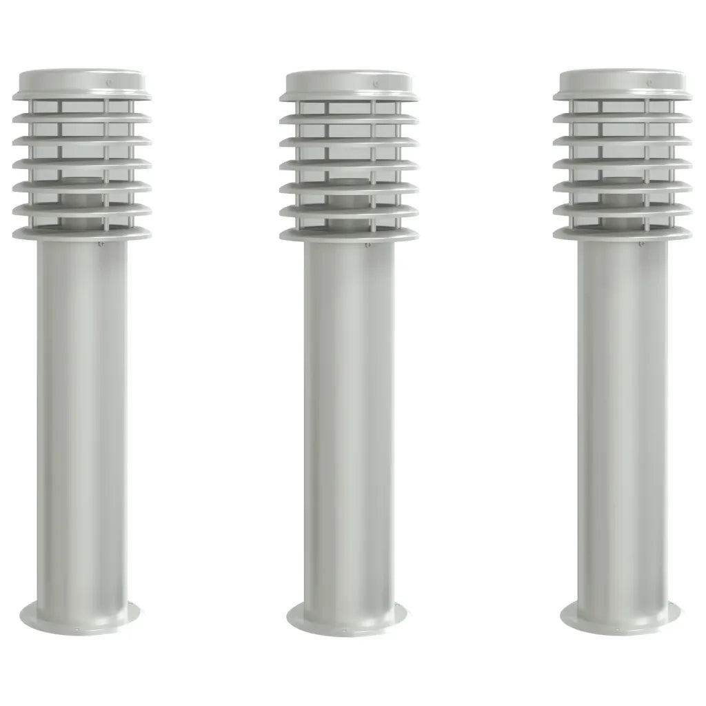 vidaXL Lampade da Terra per Esterni 3 pz Nere 60 cm in Acciaio Inox
