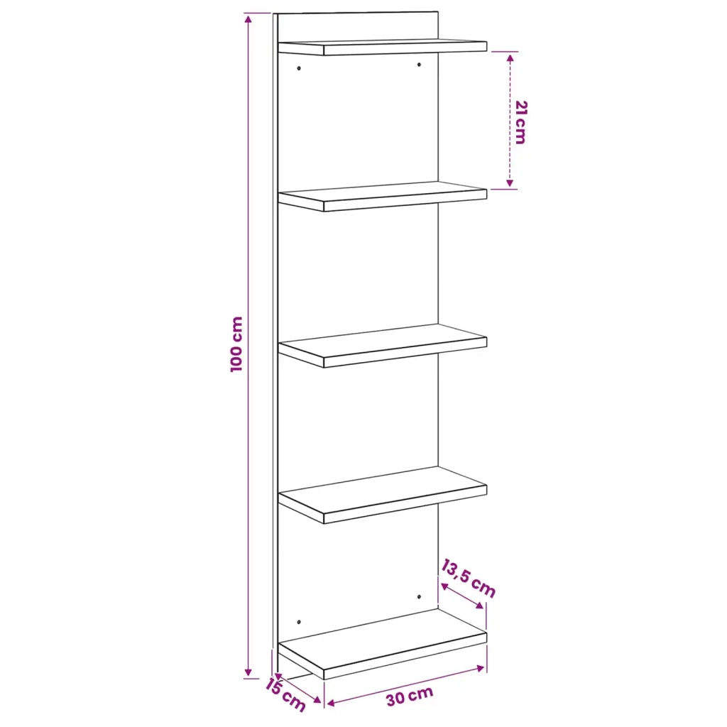 Scaffale da parete Grigio Cemento 30 x 15 x 100 cm 8012402