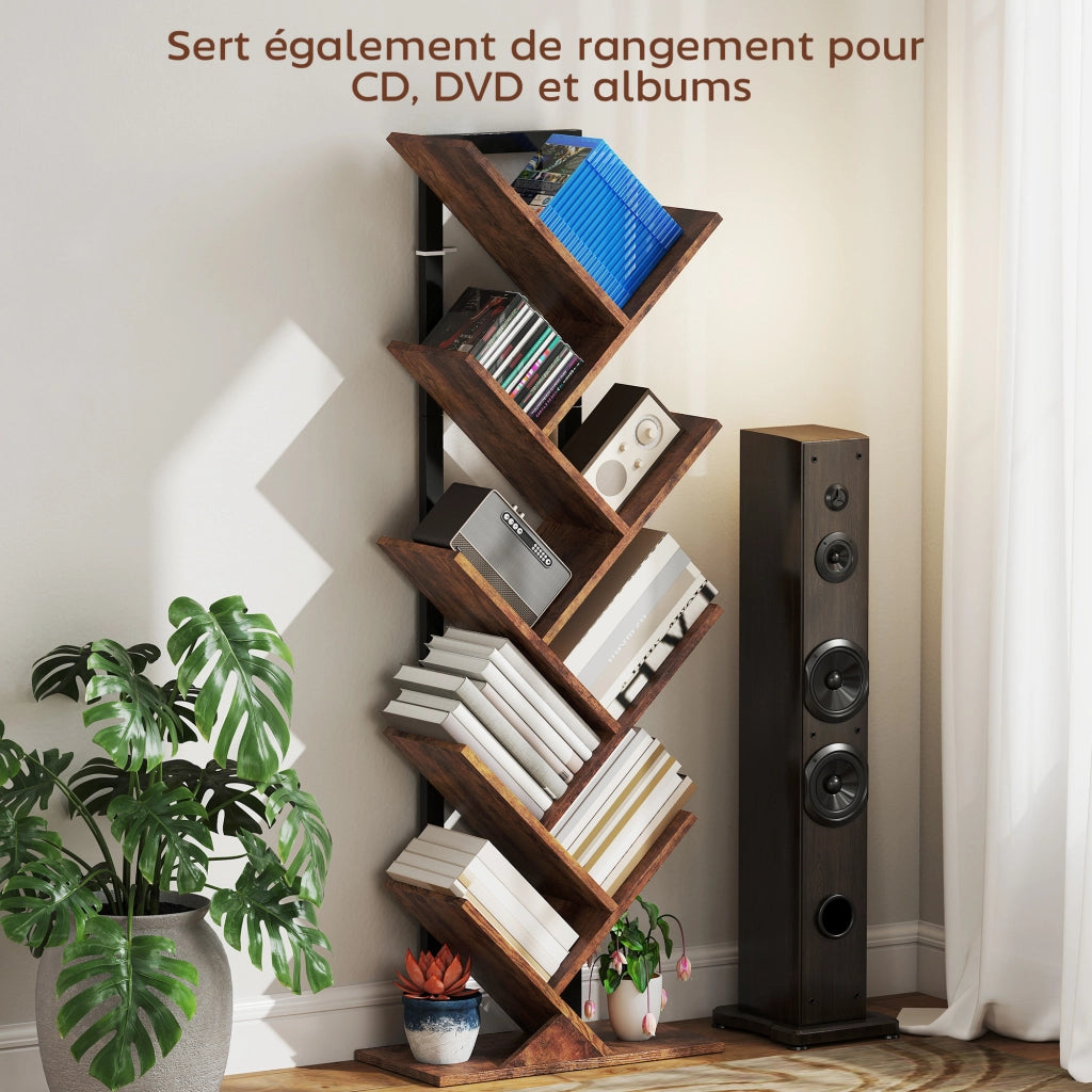 Libreria 9 Livelli Industriale in Metallo ¨C zephmum ¨C 50x24x136cm Marrone