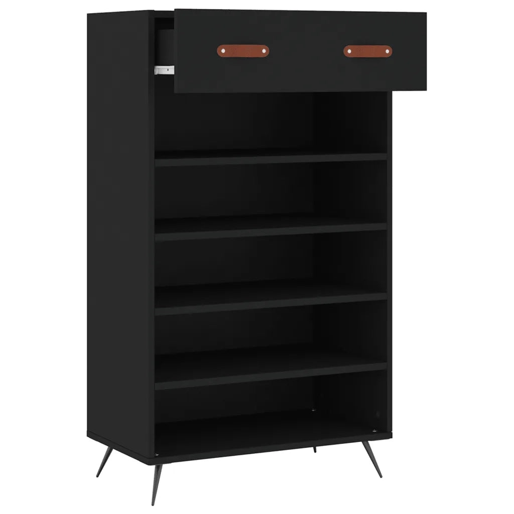 Scarpiera Nera 60x35x105 cm in Legno Multistrato 829581
