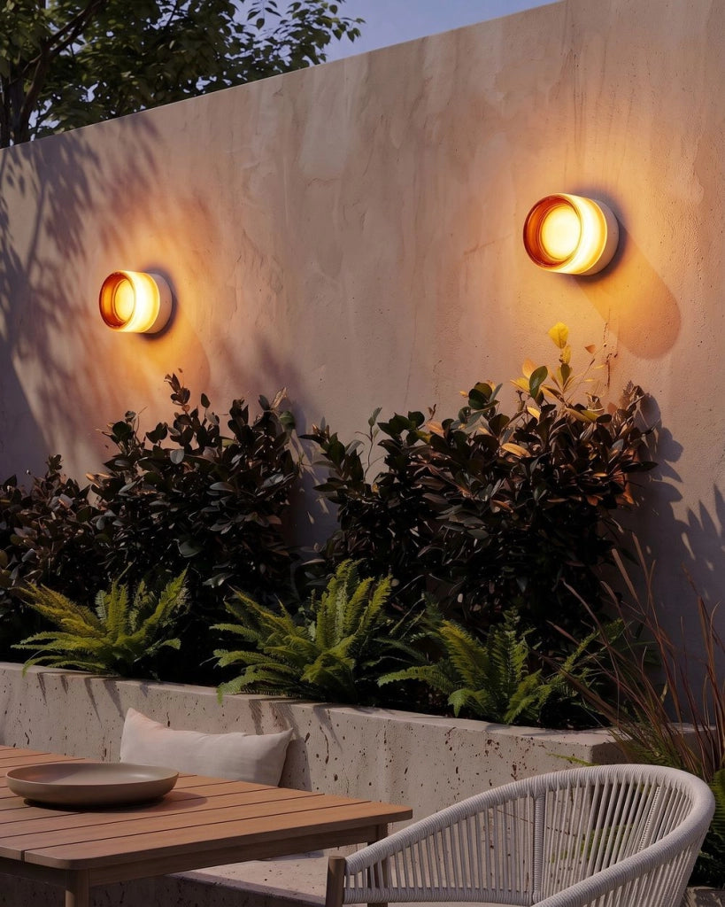 Set di 2 lampade da esterno da parete in alluminio marrone, design moderno, per giardino e terrazza
