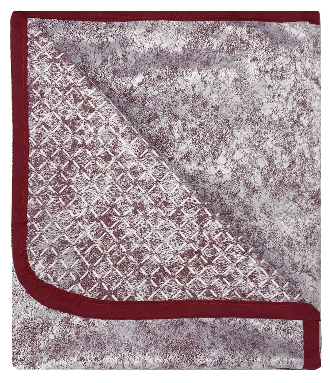 Copridivano con Copri Braccioli Seduta 230 cm in Poliestere e Cotone Bordeaux