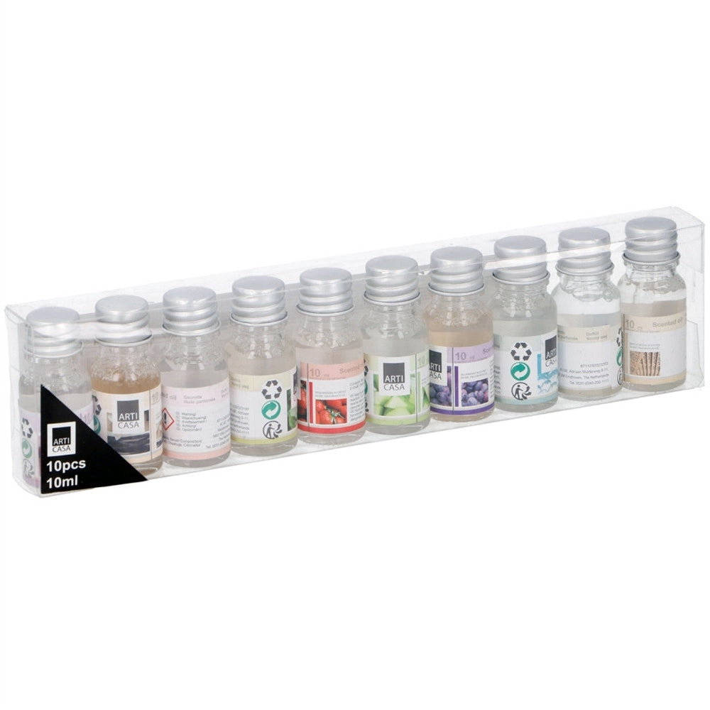 Trade Shop - Set 10 Profumatori Ambiente Ricarica Olio Profumo 10ml Assortiti Per Bruciatore -