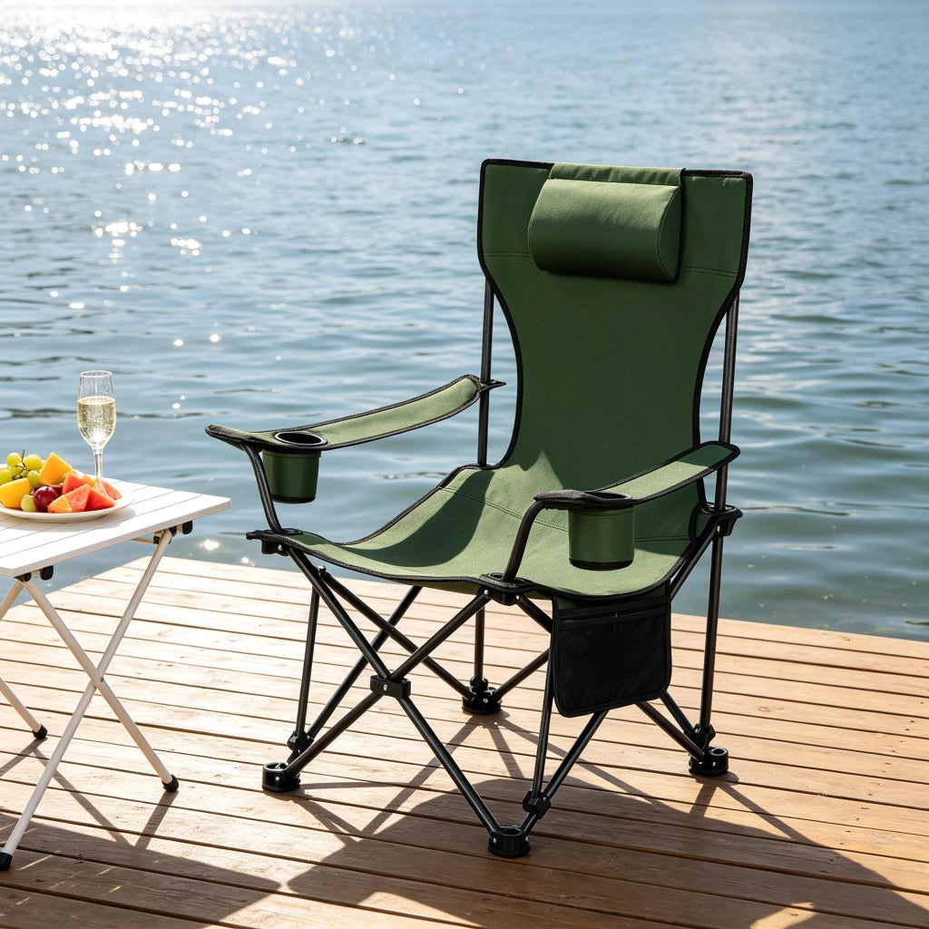 SEDIA Pieghevole Reclinabile con Poggiapiedi Estraibile 115x84x88,5 cm Verde