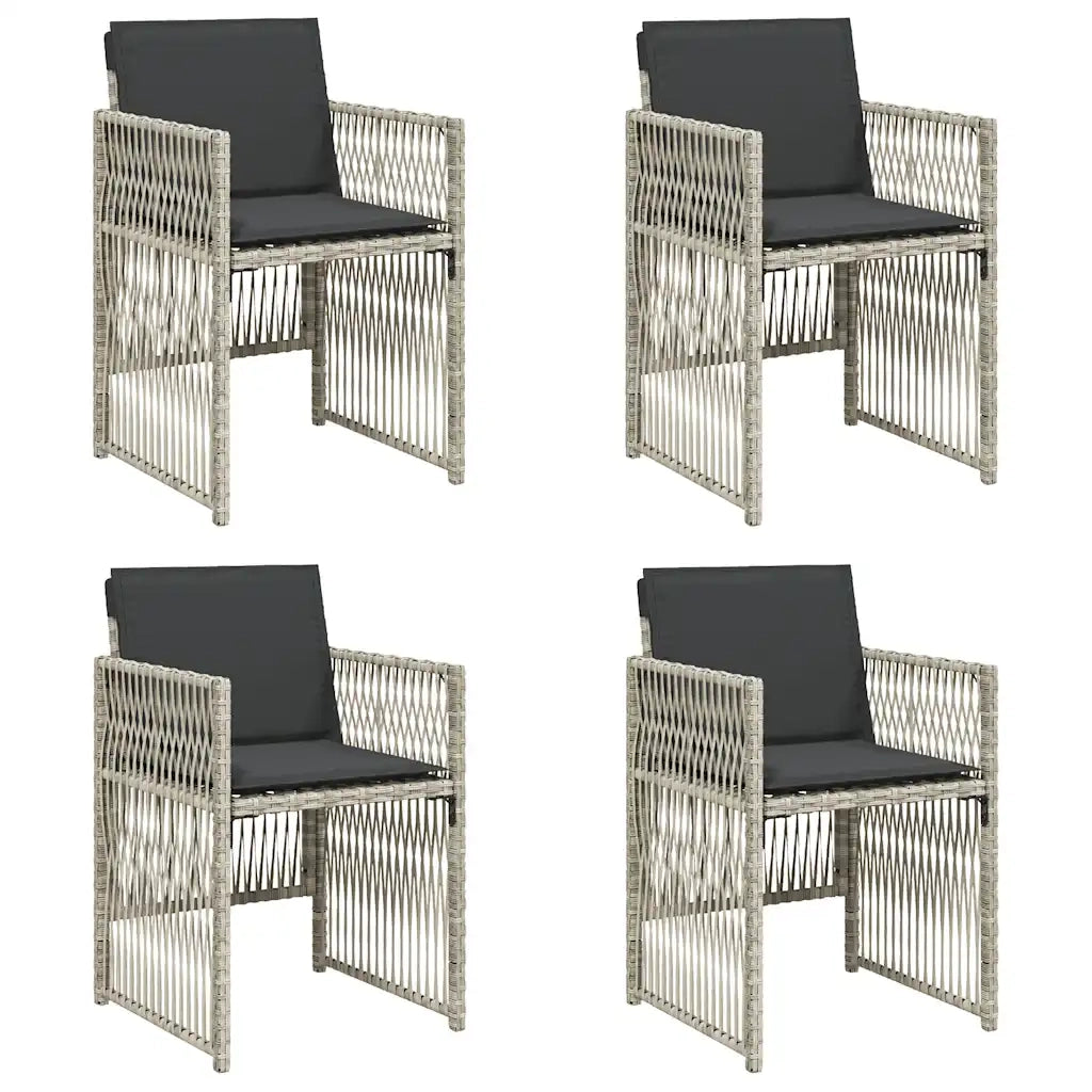 Sedie da Giardino con Cuscini 4 pz Grigio Chiaro in Polyrattan 364971