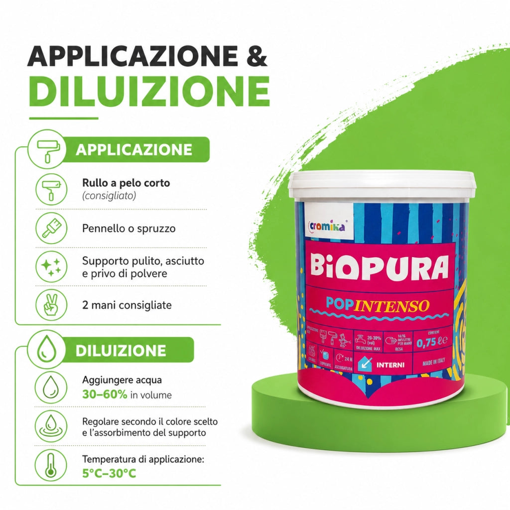 Popintenso palestra e decori interni pittura murale lavabile e coprente cromika *** formato 0,750 lt, colore- verde f...