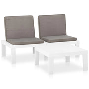 Set di mobili da giardino mobili da esterno 2 pezzi con cuscini in plastica bianca 02_0015899