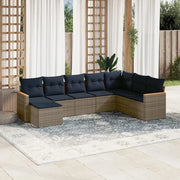 Set Divani da Giardino 8 pz con Cuscini Grigio in Polyrattan 3226250