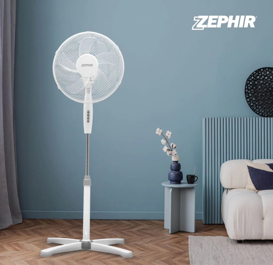 VENTILATORE A PIANTANA 40 CM OSCILLANTE 3 VELOCITA TERMOPLASTICO BIANCO