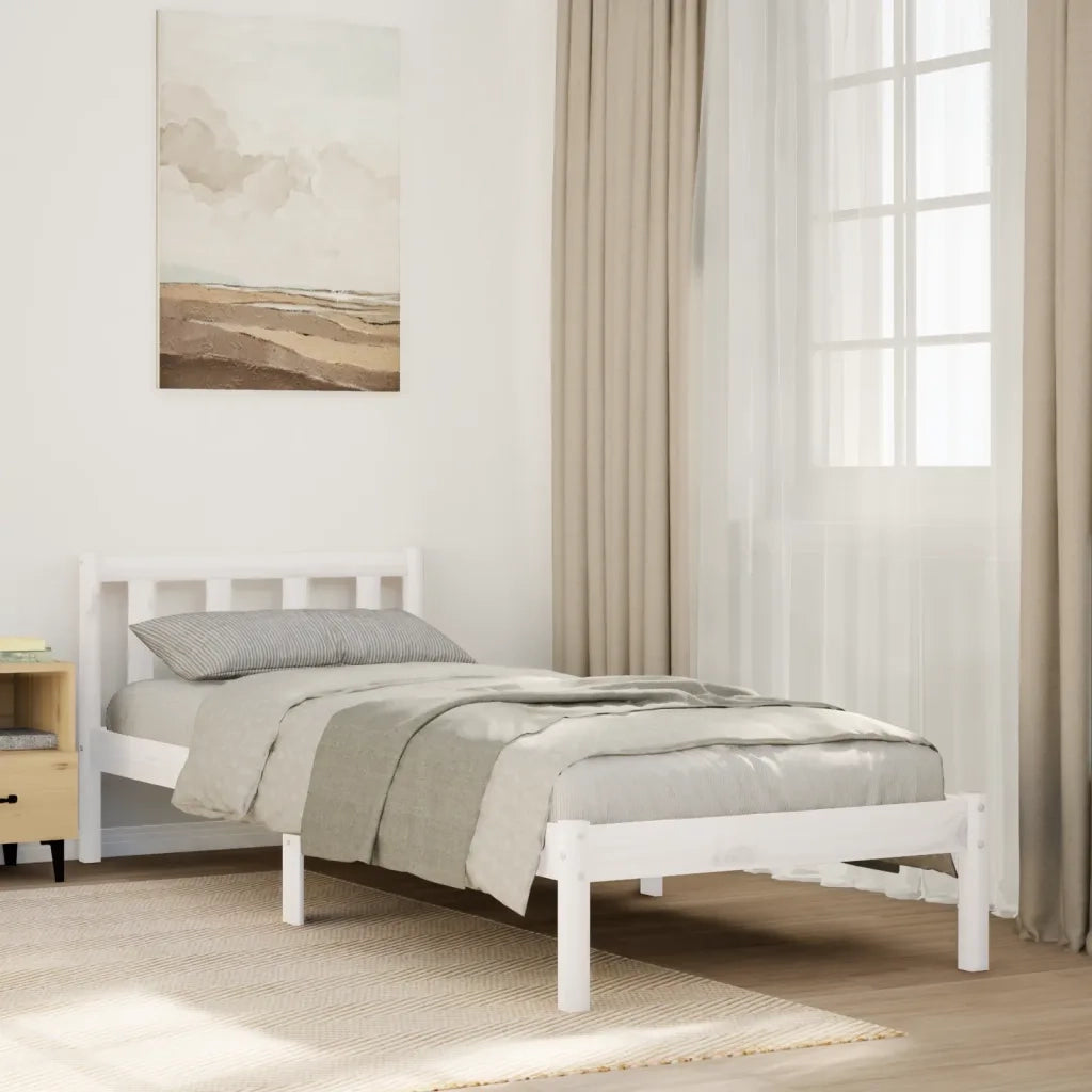 Letto Extra Lungo senza Materasso-Struttura Letto Bianco 80x220 cm in Pino 436237