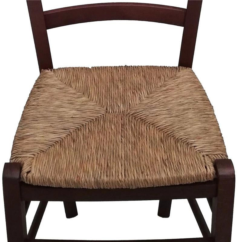 SEDIA IN LEGNO COLORE NOCE 45×45×85 CM MODELLO PAESANA CON SEDUTA IN PAGLIA GREZZA E SCHIENALE ALTO - 4PZ