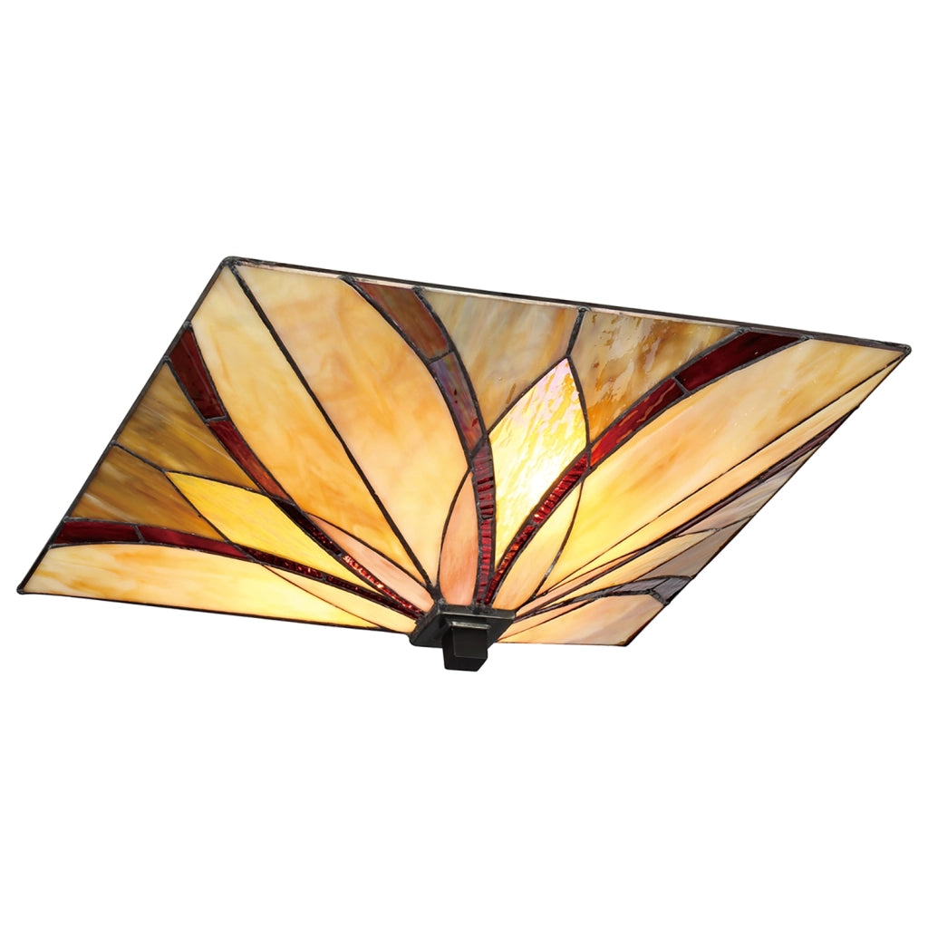 Plafoniera Tiffany Asheville Metallo Bronzo Valiant 2 Luci E27