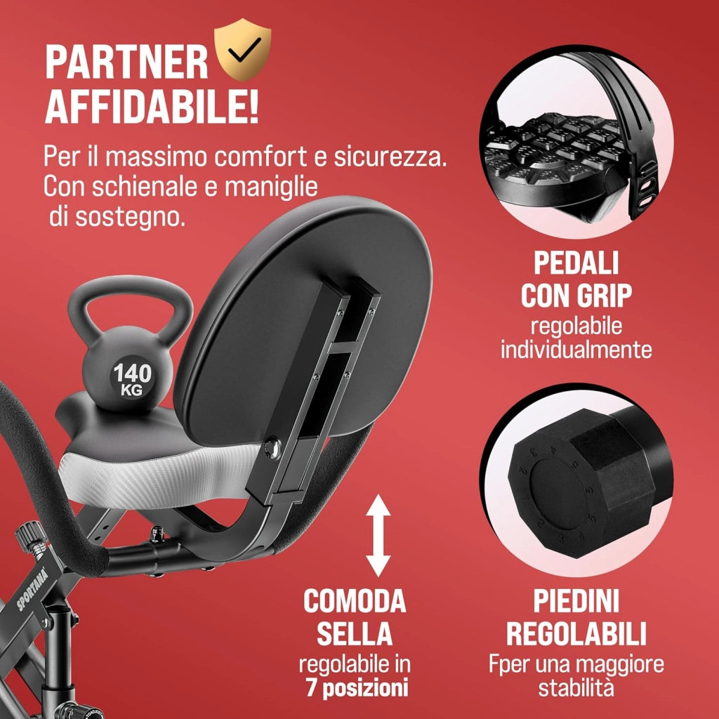 Cyclette Da Casa EAGLE 3 3in Bici Pieghevole Palestra In Casa, Bicicletta da casa Home Trainer, Bici Casa Con Display LCD, 16 Livelli Resistenza, Cinghie Incluse con Ergometro