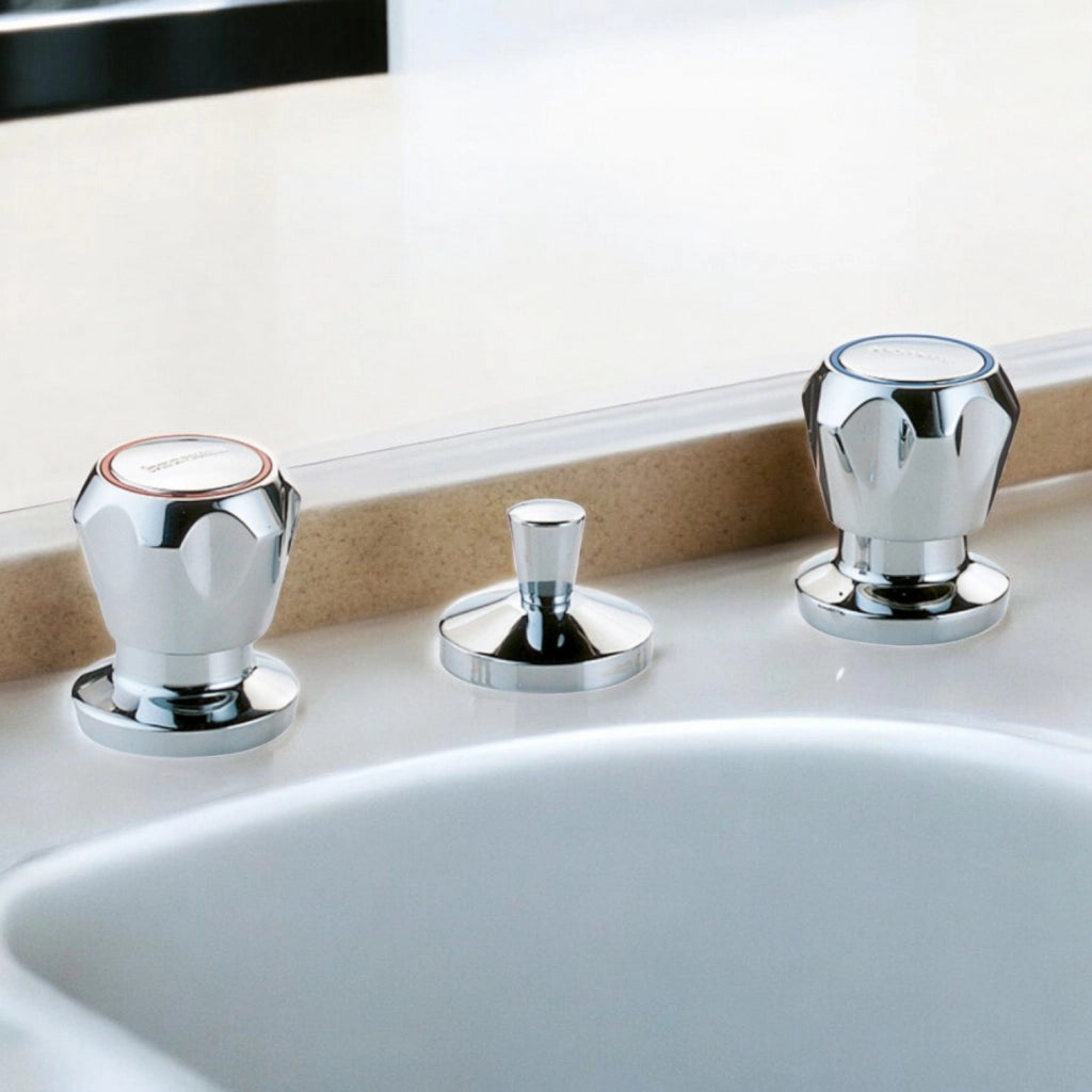 Rubinetto batteria completa bidet 3 fori con piletta