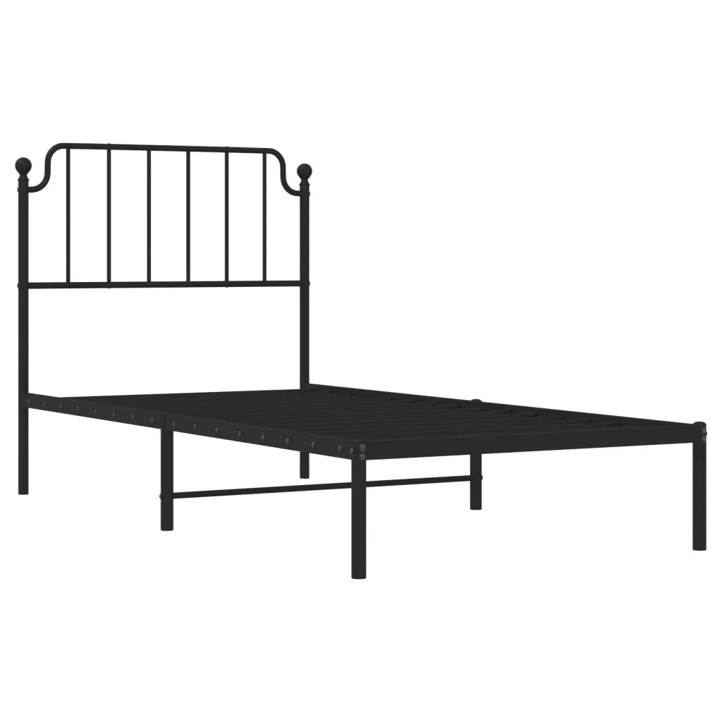 Giroletto con Testiera in Metallo Nero 90x200 cm 373880