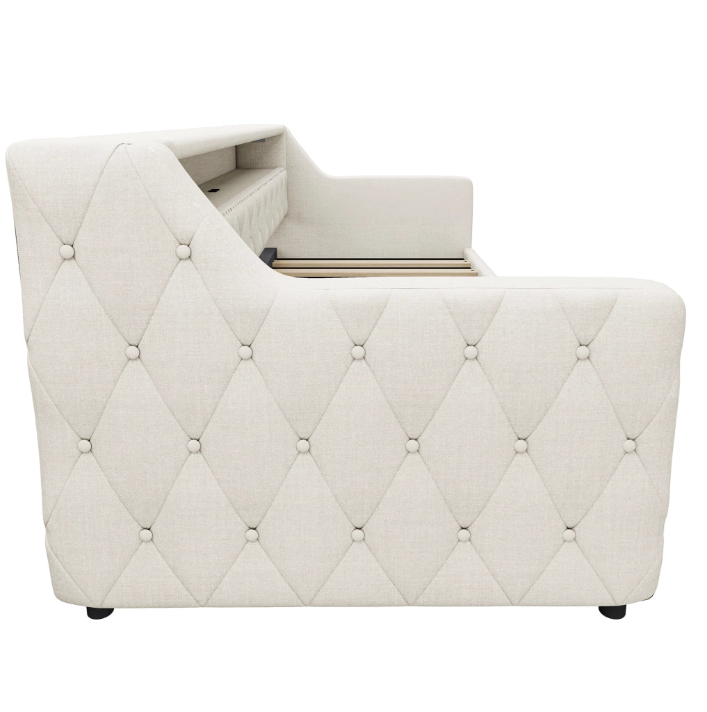 Daybed 90x200 cm con contenitore idraulico, LED e porte USB/USB-C