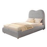 Letto Contenitore per Bambini Singolo 90x200 cm con Testiera Imbottita - Grigio