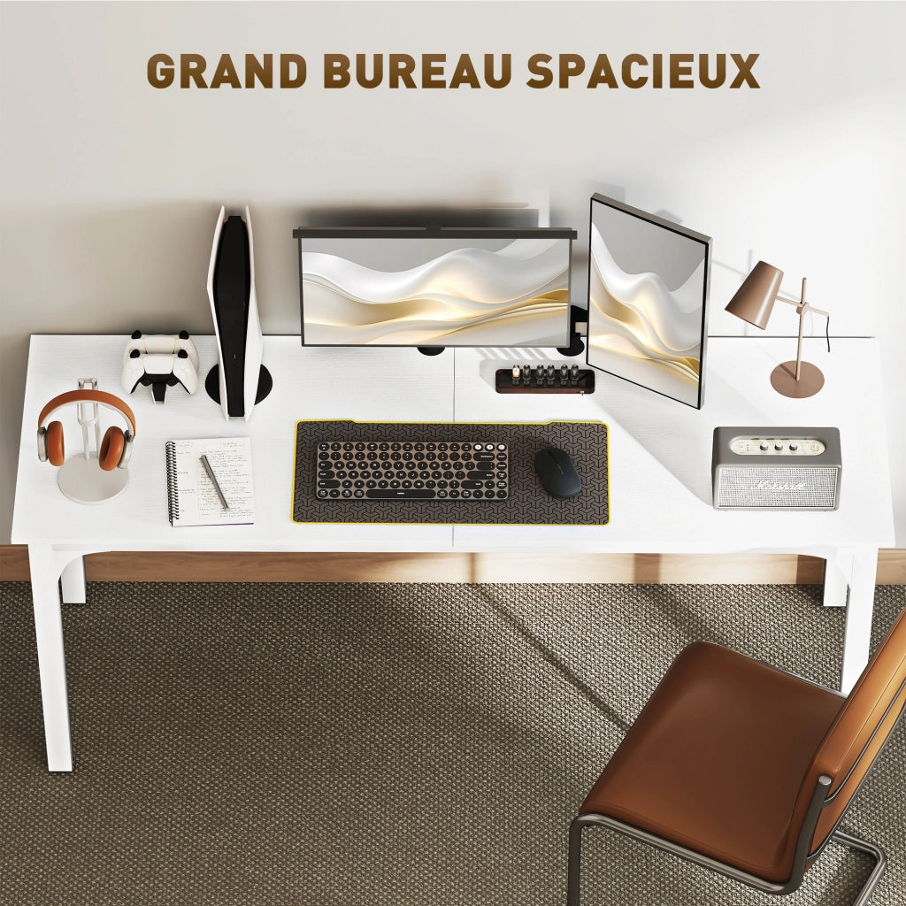 Scrivania per computer 180 cm con cassetto e ripiano ¨C zephmum ¨C bianco 180x70x75