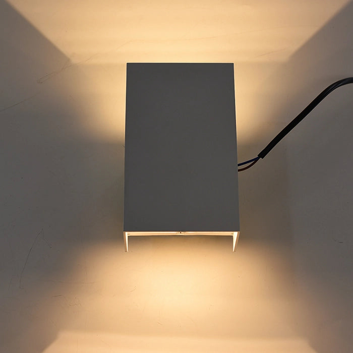 APPLIQUE LED DA ESTERNO RETTANGOLARE 10W IN ALLUMINIO BIANCO LUCE CALDA - DOPPIA EMISSIONE DI LUCE REGOLABILE