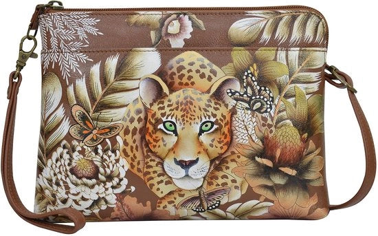 Clutch 3-in-1 in pelle naturale - colore luipaard brunastro