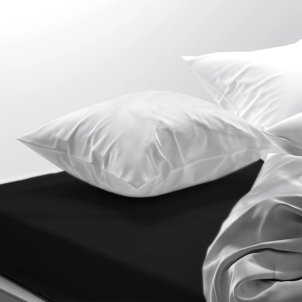 Lenzuolo letto sotto con angoli 100% puro cotone Made in Italy tinta unita Nero - 1 Piazza e mezza